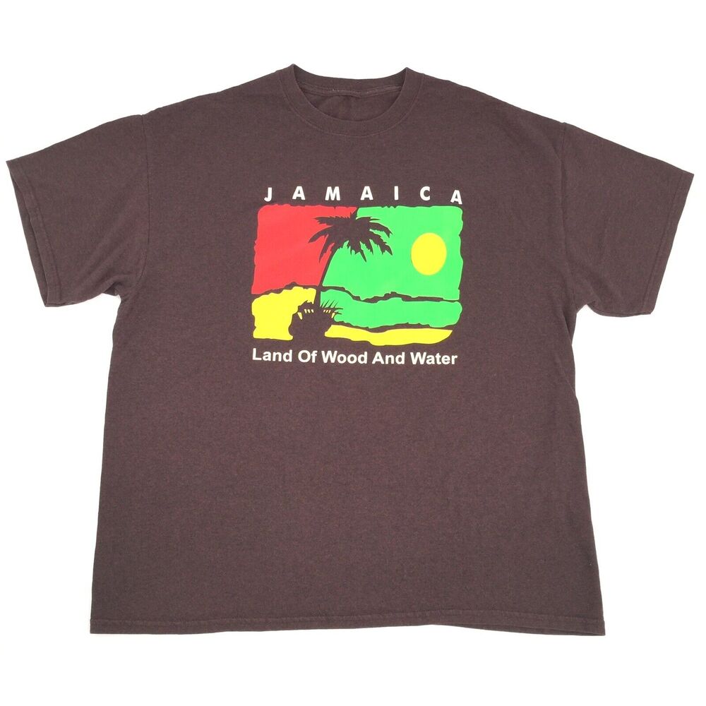 Jamaica Land of Wood and Water Short Sleeve Graphic T-Shirt XL Mens Dark Brown
